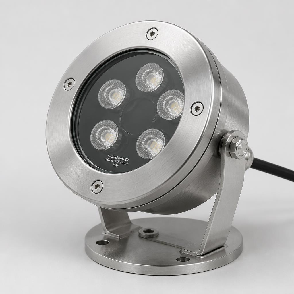 Mid-size stainless steel underwater fountain light